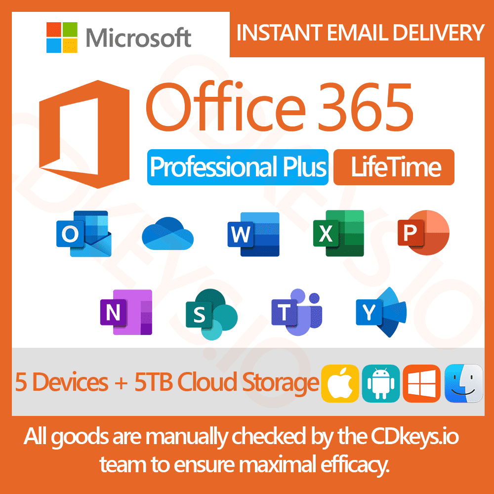 microsoft office 365 professional plus for 5 devices lifetime pc mac